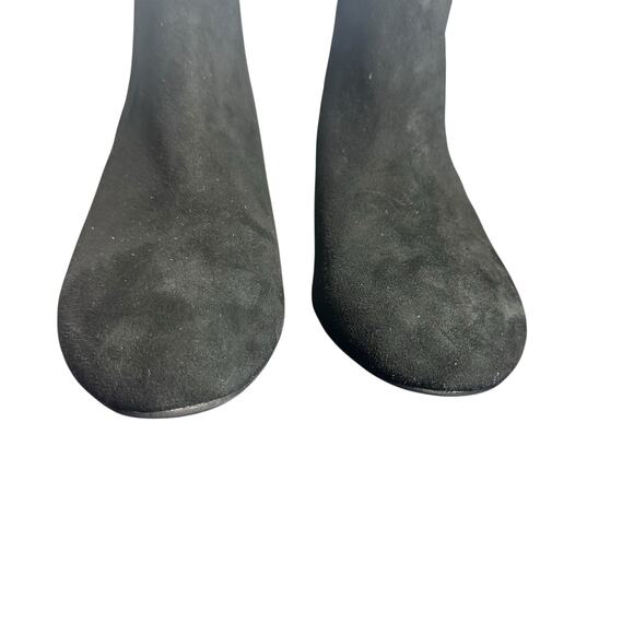 Gianni Bini Black Suede Leather Ankle Boots Block Heel Zip Size 8M - Picture 2 of 11